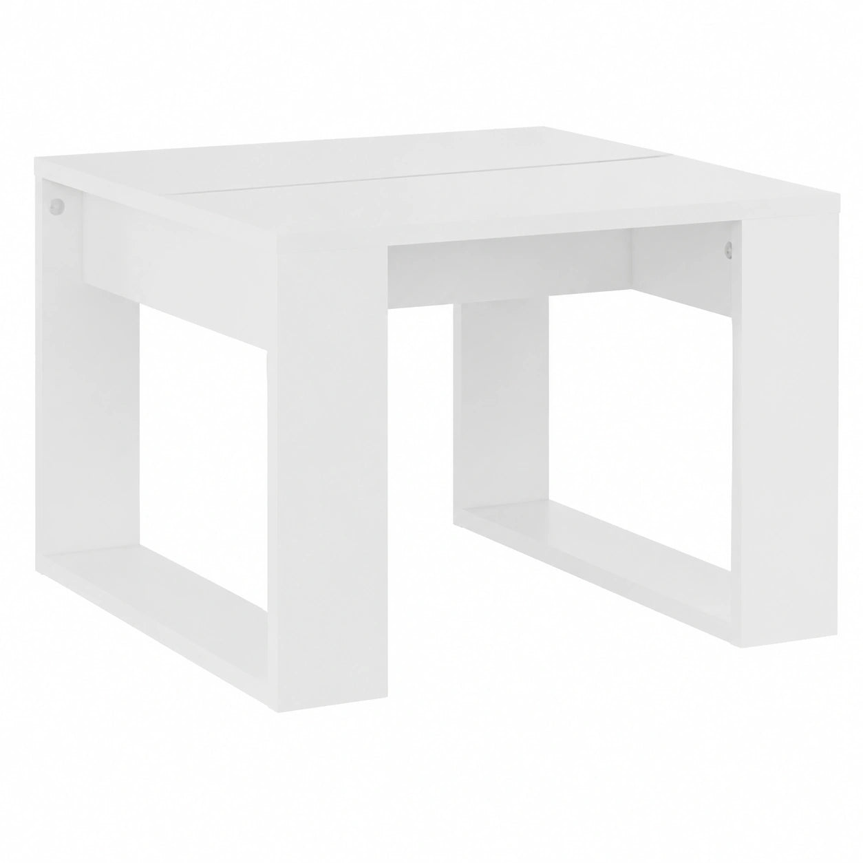 Mesa Auxiliar Blanca de Madera Contrachapada para Sala de Estar 50x50x35 cm
