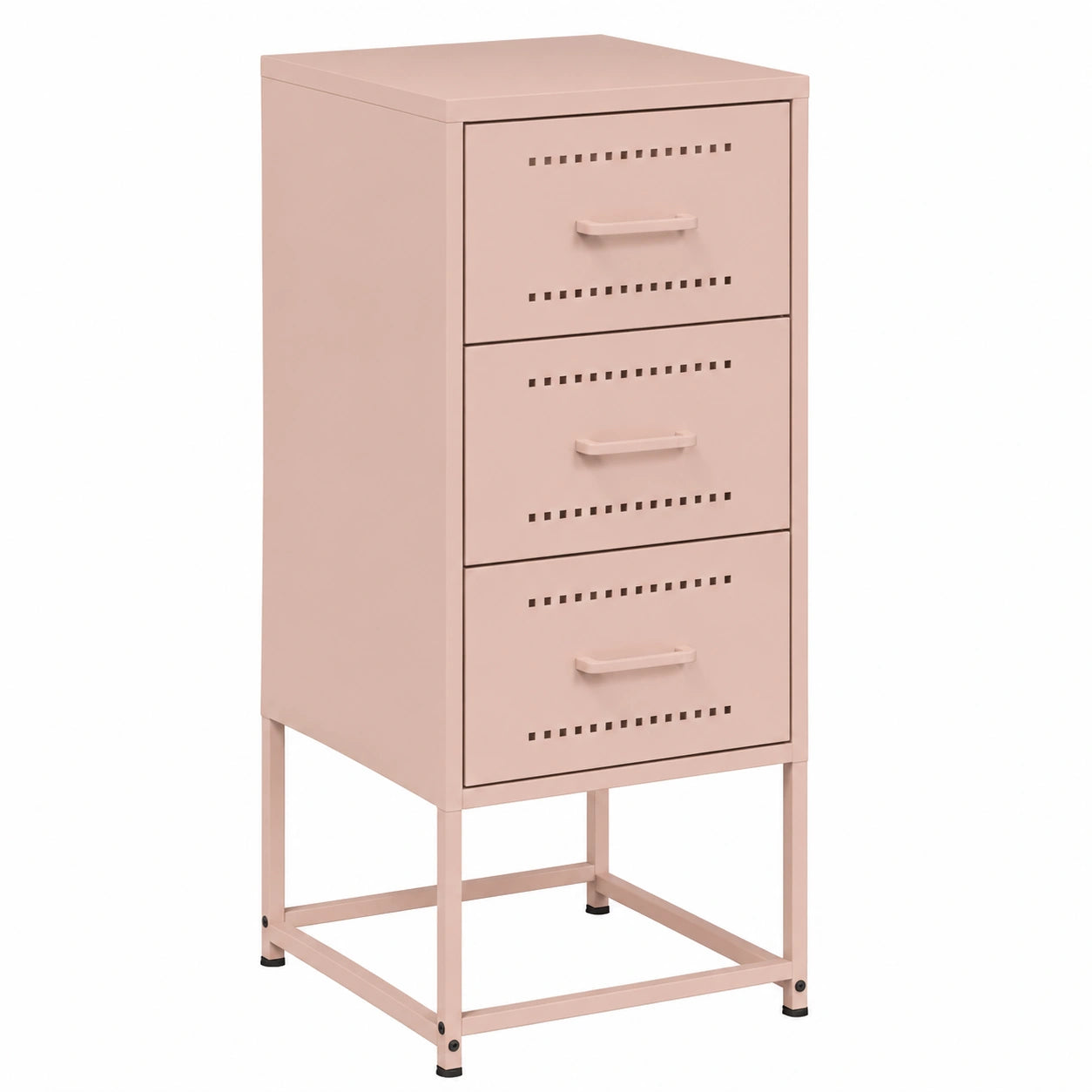 Mesa de Noche de Metal Rosa con Cajón, 36x39x78 cm, Dormitorio Moderno
