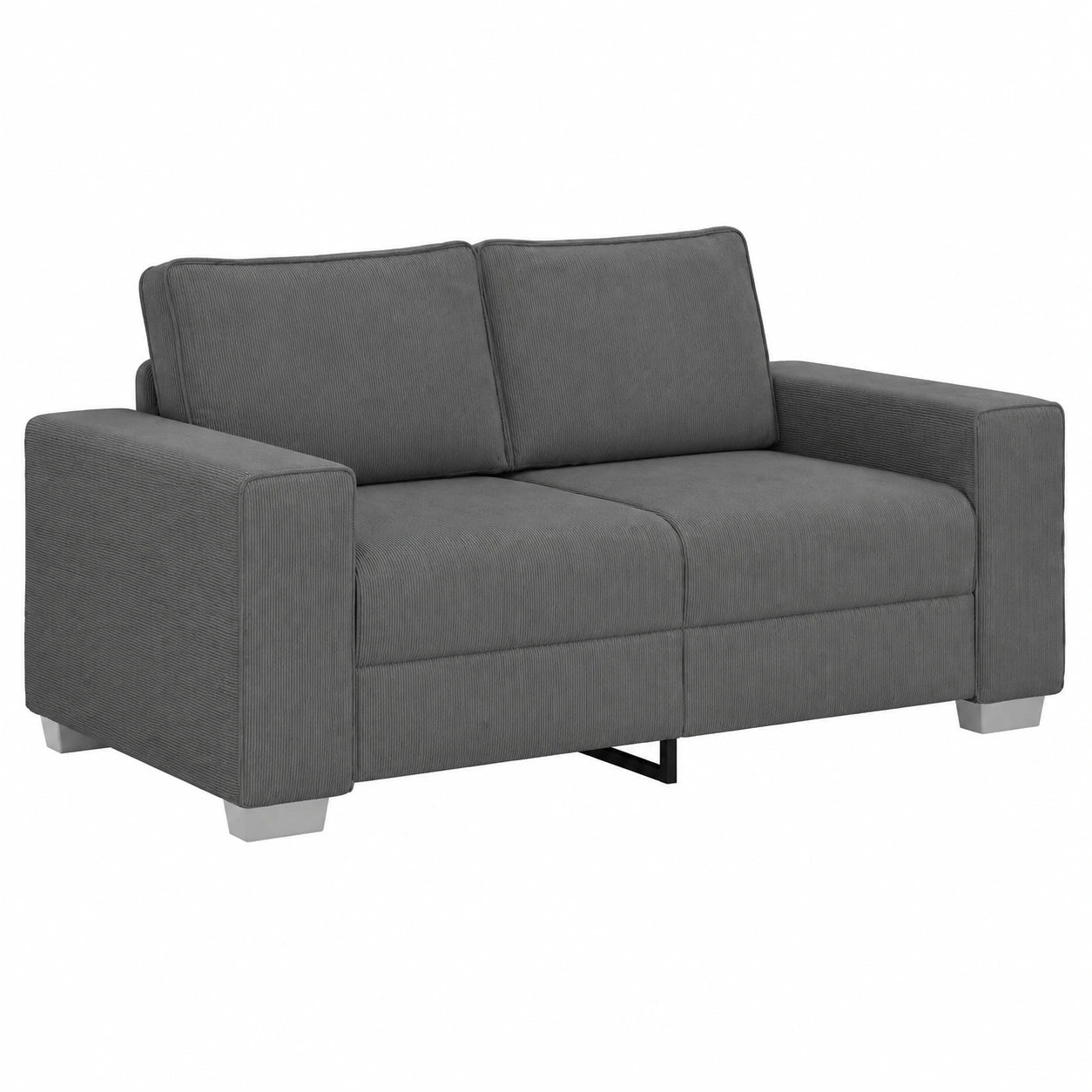 Sofá Loveseat de Pana Gris Oscuro 160 cm para Sala de Estar