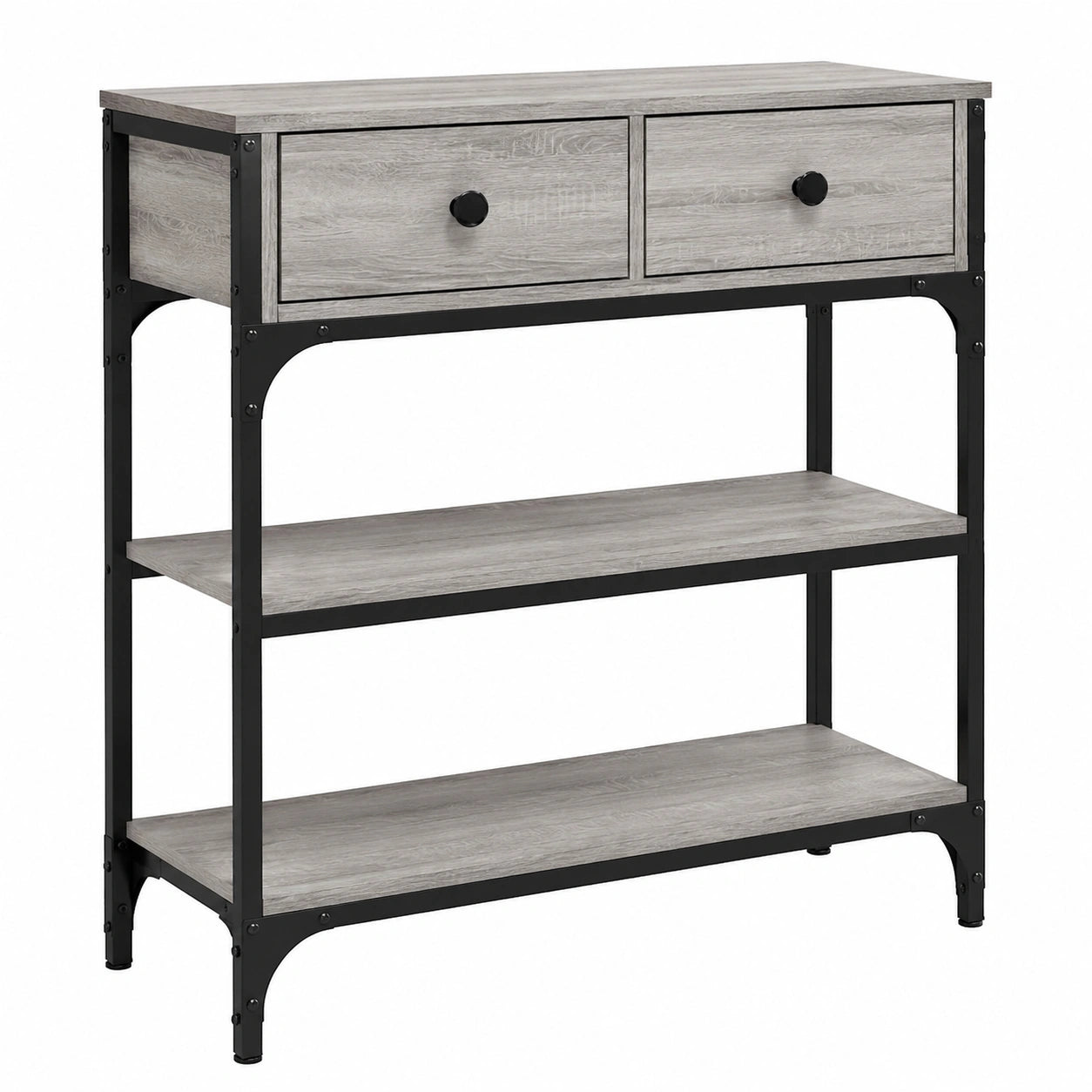 Mesa Consola de Madera con Almacenaje para Pasillo y Salón, Gris Sonoma