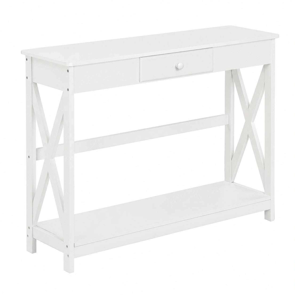 Mesa de Entrada de Madera con Cajón y Estante para Almacenaje, 100x30x81 cm, Color Blanco