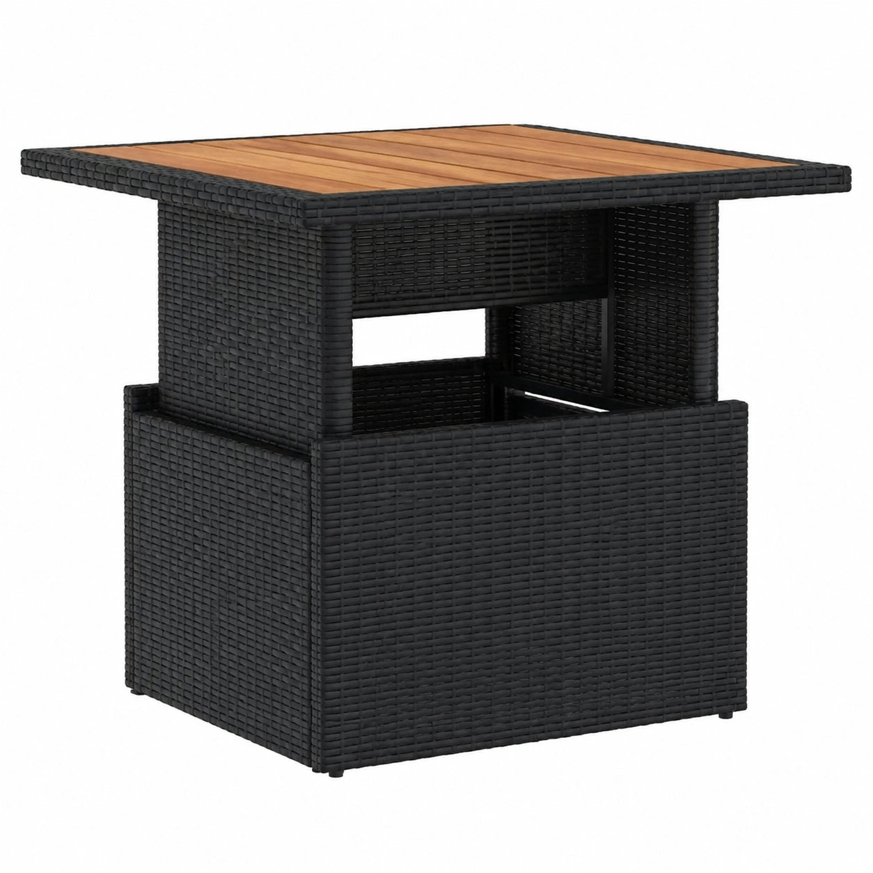 Mesa de Jardín Exterior de Ratán Sintético y Madera de Acacia Negra
