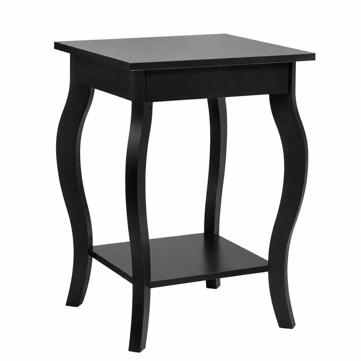 COSTWAY Mesita de Noche, Conjunto de Mesa Auxiliar de 2 Piezas con Diseño Elegante, Mesas de 2 Niveles para Dormitorio y Salón, 40x40x60cm, Negro