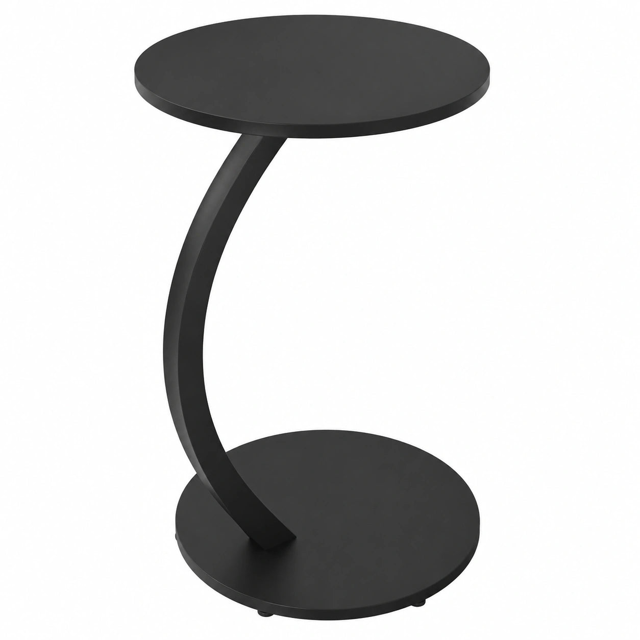 Mesa Auxiliar Redonda Estilo Vintage con Estructura Metálica, Ø40x65 cm, Negra