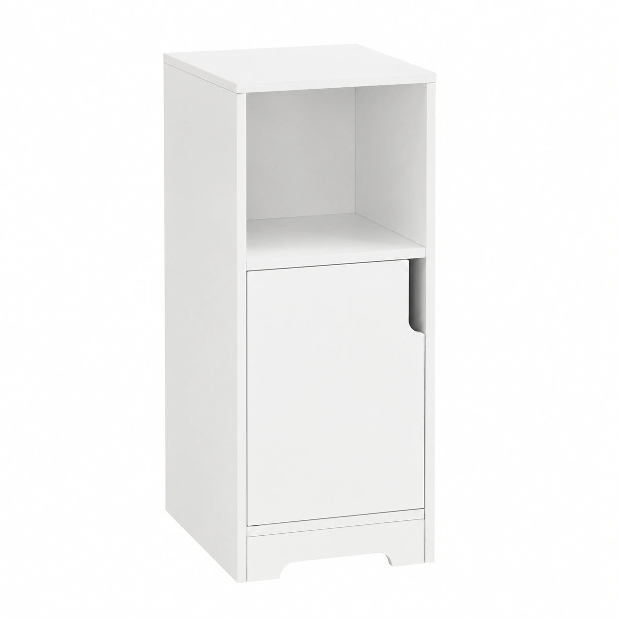 HOOBRO Mesita de Noche Blanca con Estante y Puerta para Espacios Reducidos