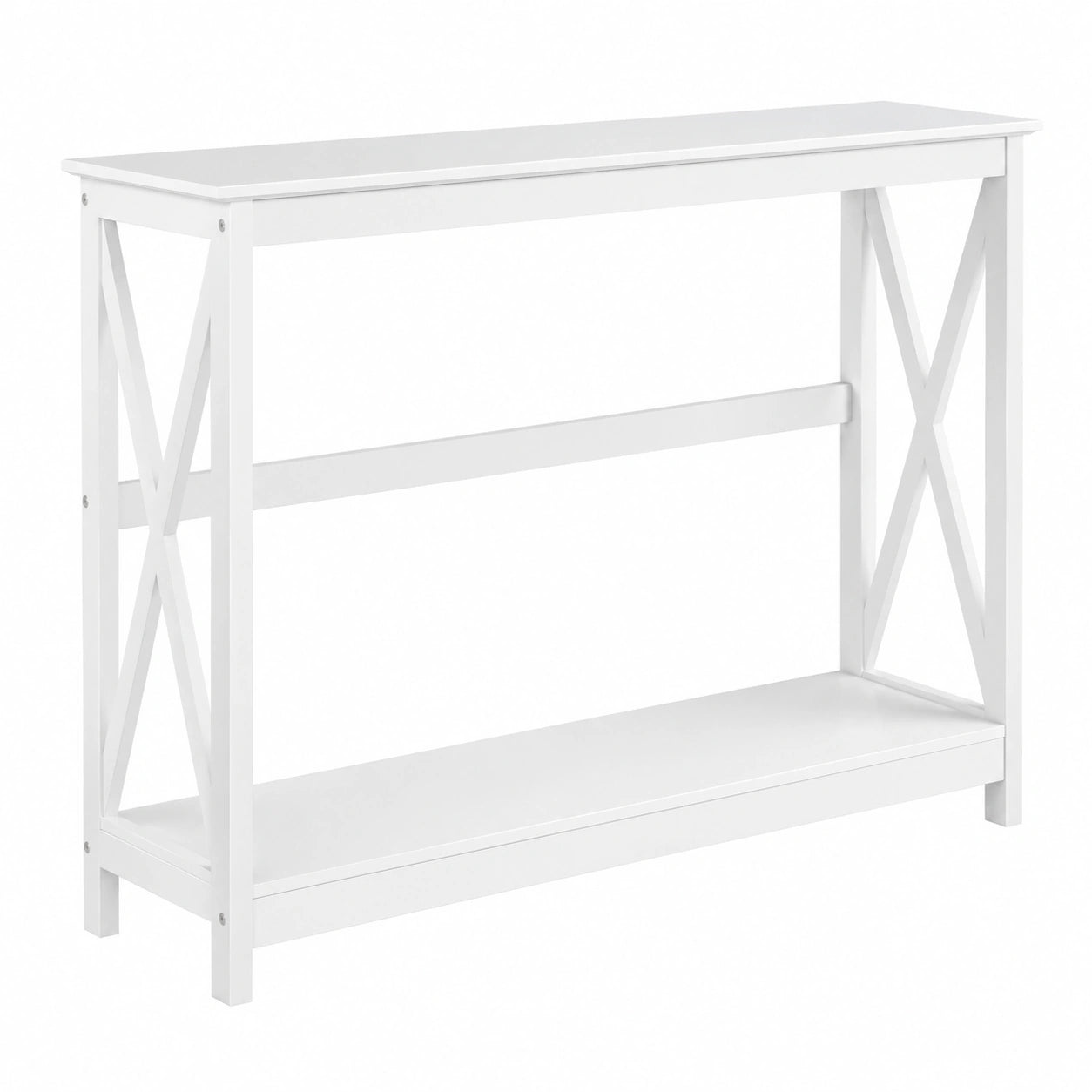 Mesa Consola Blanca para Pasillo o Salón con Diseño en X, 101.5x30x81cm