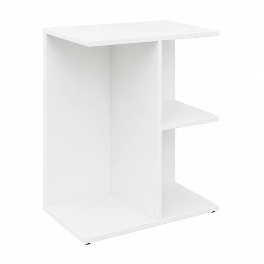 Mesita de Noche Blanca de 3 Cajones para Dormitorio