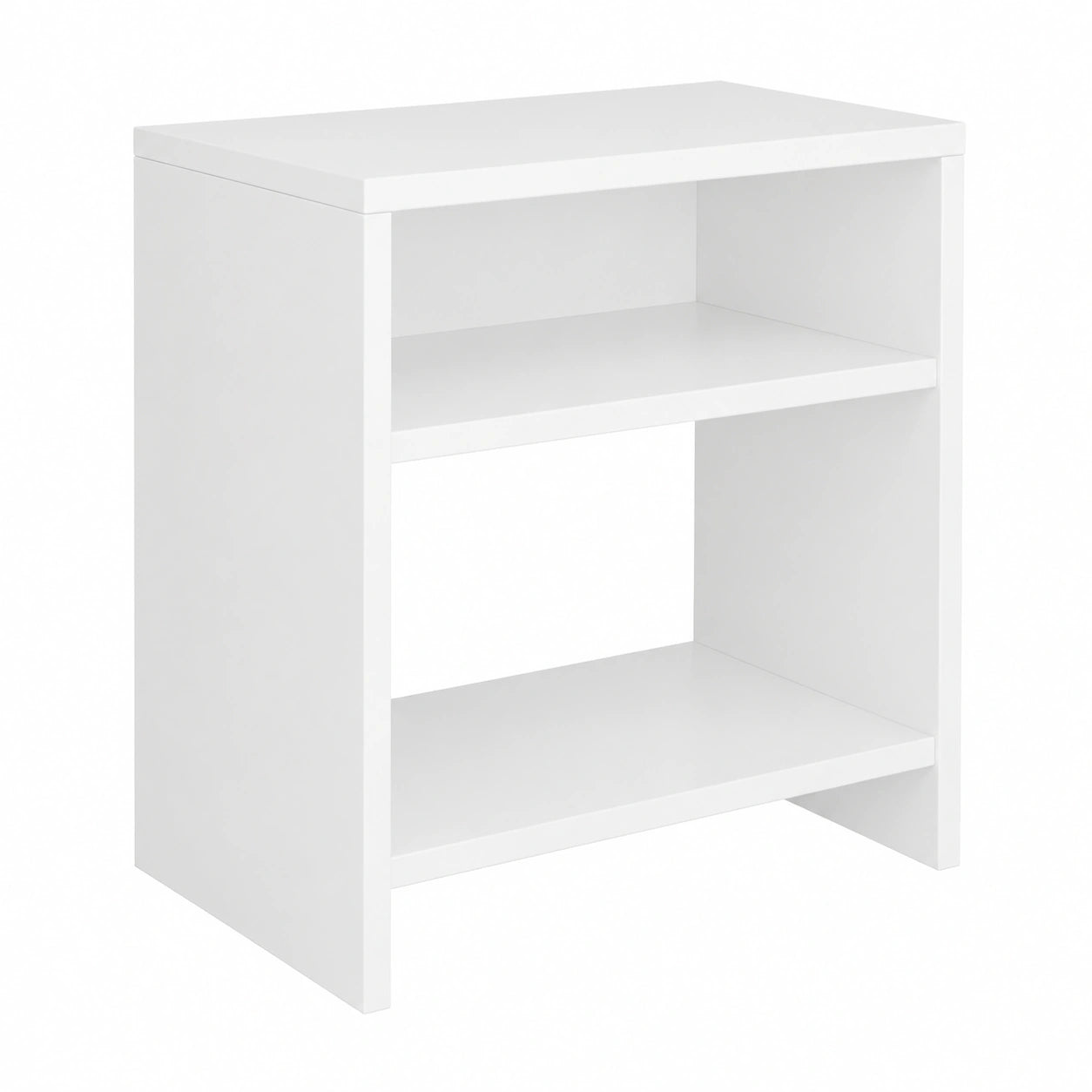 Mesita de Noche Blanca con Almacenamiento y Diseño Moderno