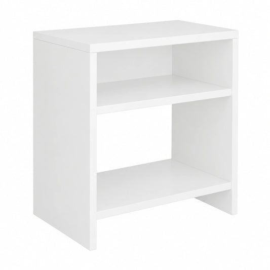 Mesita de Noche Blanca con Almacenamiento y Diseño Moderno