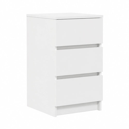 Mesita de Noche Blanca con 3 Cajones 39x35x65 cm para Dormitorio