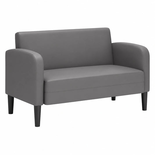 Sofá Loveseat de Cuero Sintético Gris 110 cm para Sala de Estar