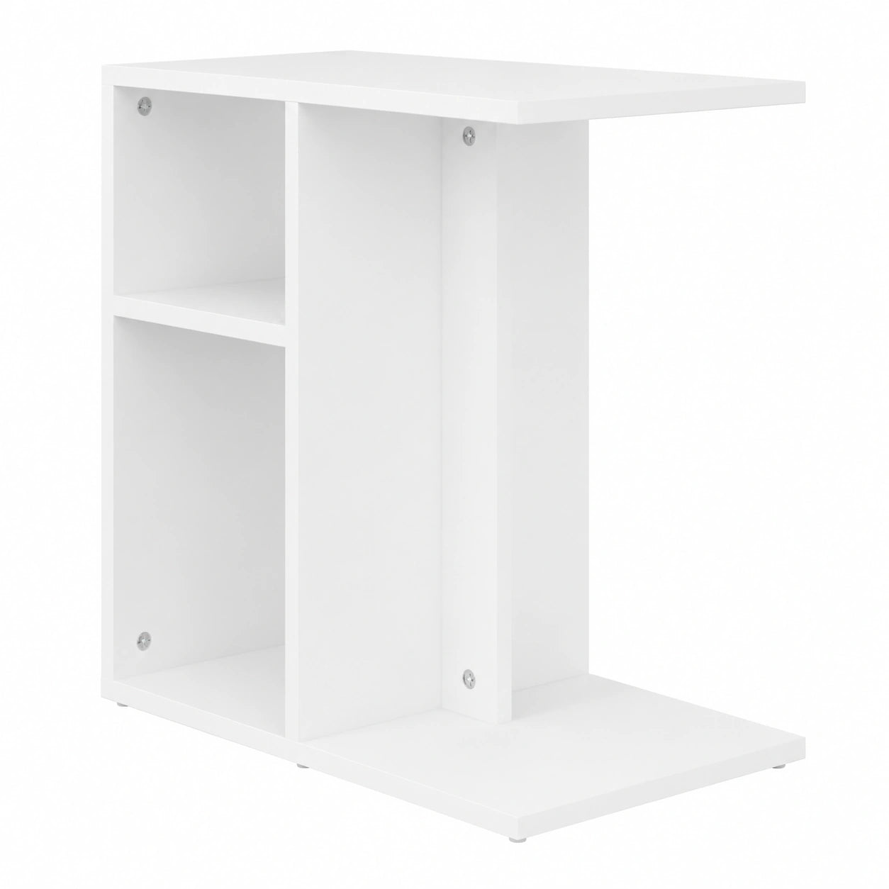 Mesa Auxiliar Blanca de Contrachapado con Estante de Almacenamiento 50x30x50 cm para Sala de Estar