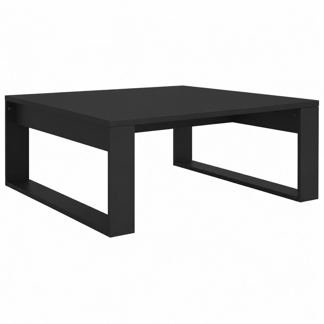 Mesa de Centro Negra de Madera Contrachapada para Sala de Estar 100x100x35 cm