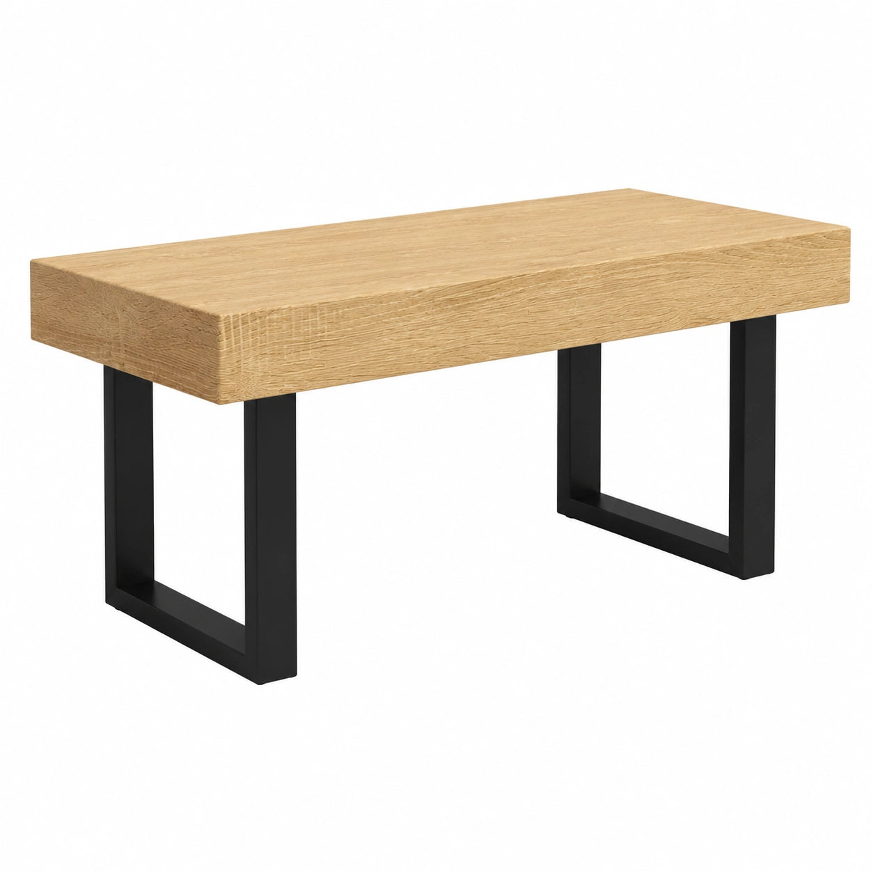 Mesa de Centro Moderna para Salón con Estante de MDF y Hierro en Marrón y Negro