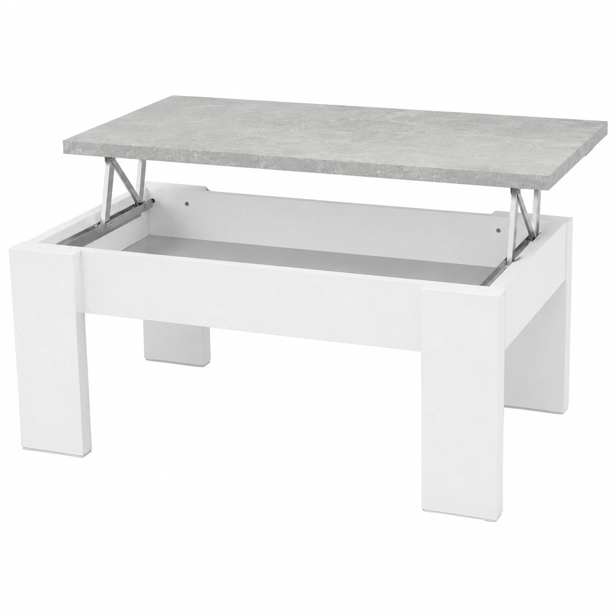 Mesa de Centro Elevable Blanca y Gris para Salón 90x50x46-57 cm