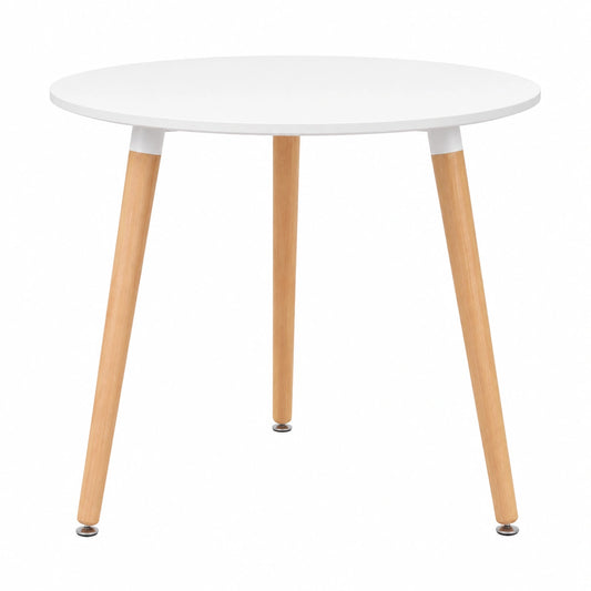 Mesa de Centro Moderna de MDF y Madera, Blanca, 80 cm