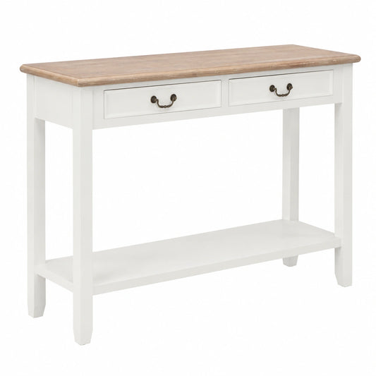 Mesa Consola de Madera Blanca 110x35x80 cm con Estilo Moderno