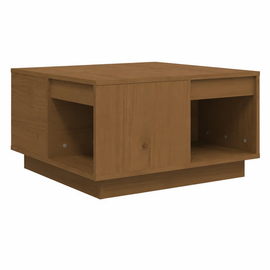 Mesa de Centro de Madera Maciza de Pino para Sala de Estar, Color Marrón Miel