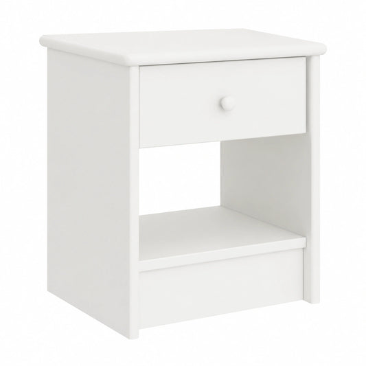 Mesa de Noche de Madera Maciza de Mango Blanca 35x30x40 cm para Dormitorio