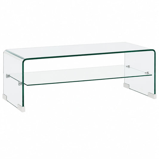 Mesa de Centro de Vidrio Templado Transparente para Sala 98x45x31 cm
