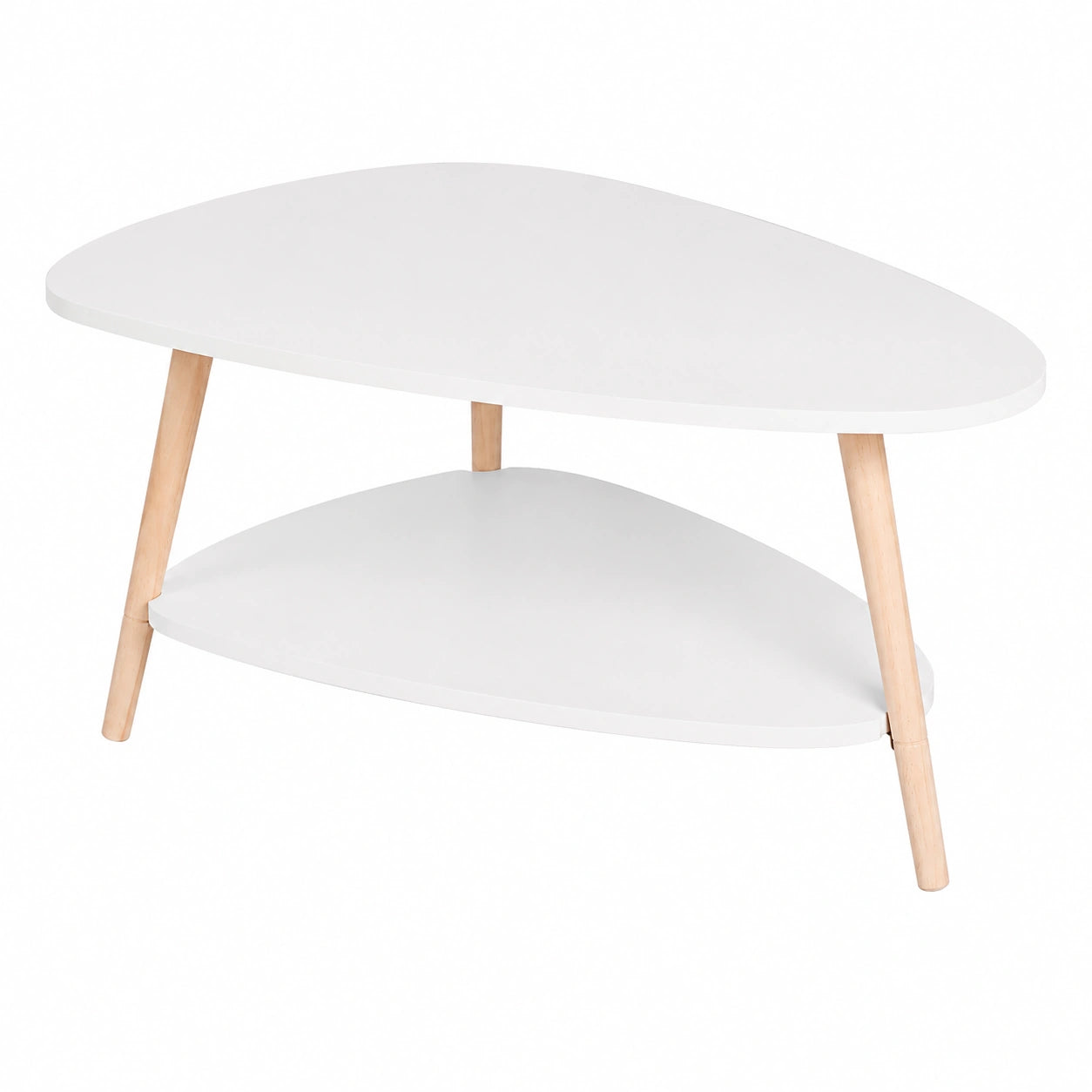 Mesa de Centro Ovalada de Madera con Almacenamiento para Sala y Balcón
