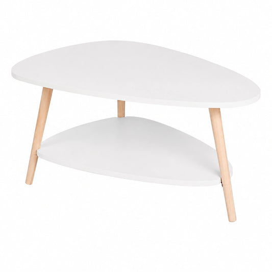 Mesa de Centro Ovalada de Madera con Almacenamiento para Sala y Balcón
