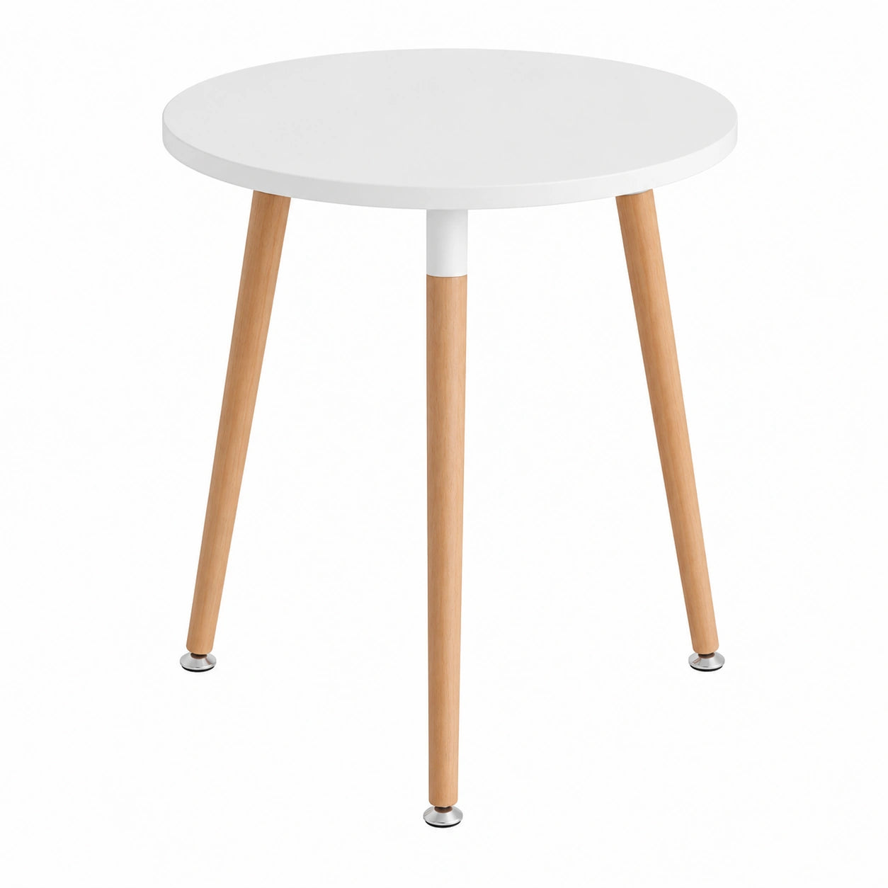 Mesa Auxiliar Nórdica Amalie, Ø60 cm, MDF y Madera, Blanco y Natural