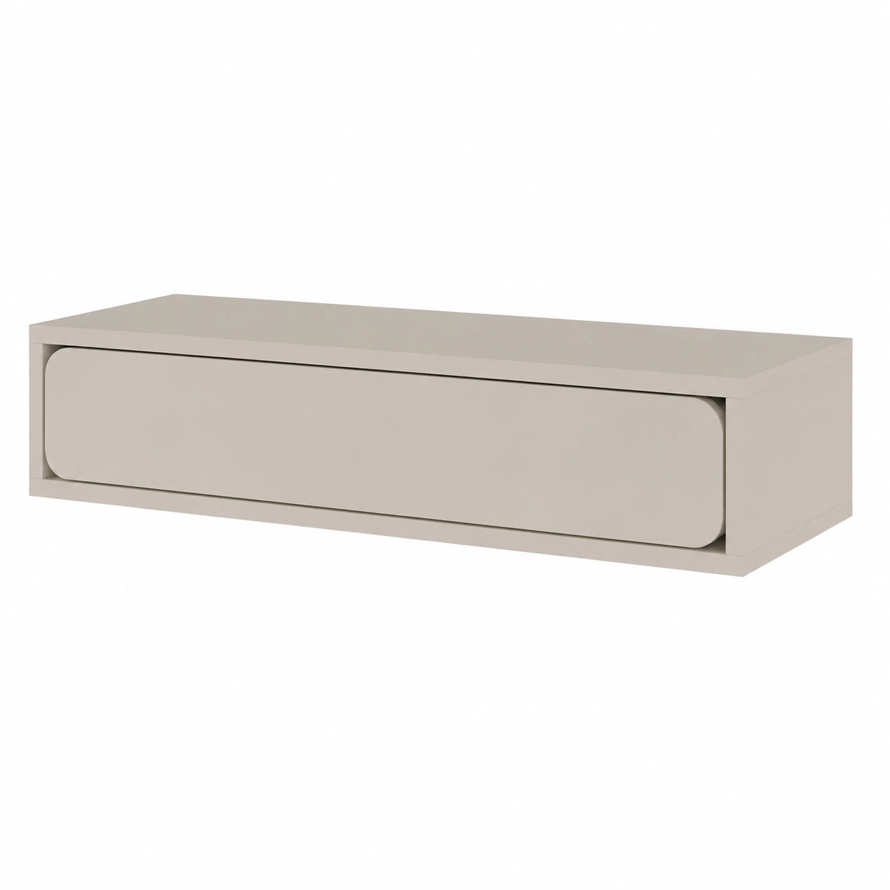 Mesa Consola Minimalista de 90 x 35 cm con Cajón para Salón o Pasillo, Laminada en Gris Beige