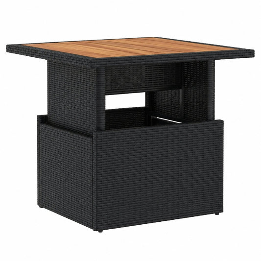 Mesa de Jardín Exterior de Ratán Sintético y Madera de Acacia Negra
