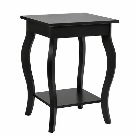 COSTWAY Mesita de Noche, Conjunto de Mesa Auxiliar de 2 Piezas con Diseño Elegante, Mesas de 2 Niveles para Dormitorio y Salón, 40x40x60cm, Negro