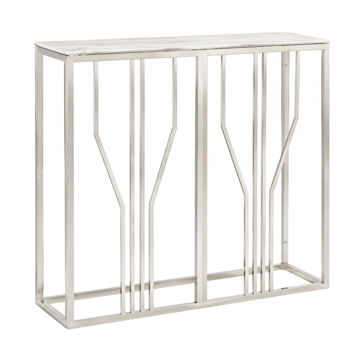 Mesa Consola de Entrada en Acero Inoxidable y Vidrio 70x30x70 cm, Estilo Moderno