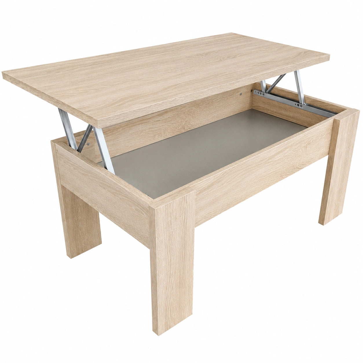 Mesa de Centro Elevable de Madera para Salón, Color Cambria, 90x50x46-57 cm