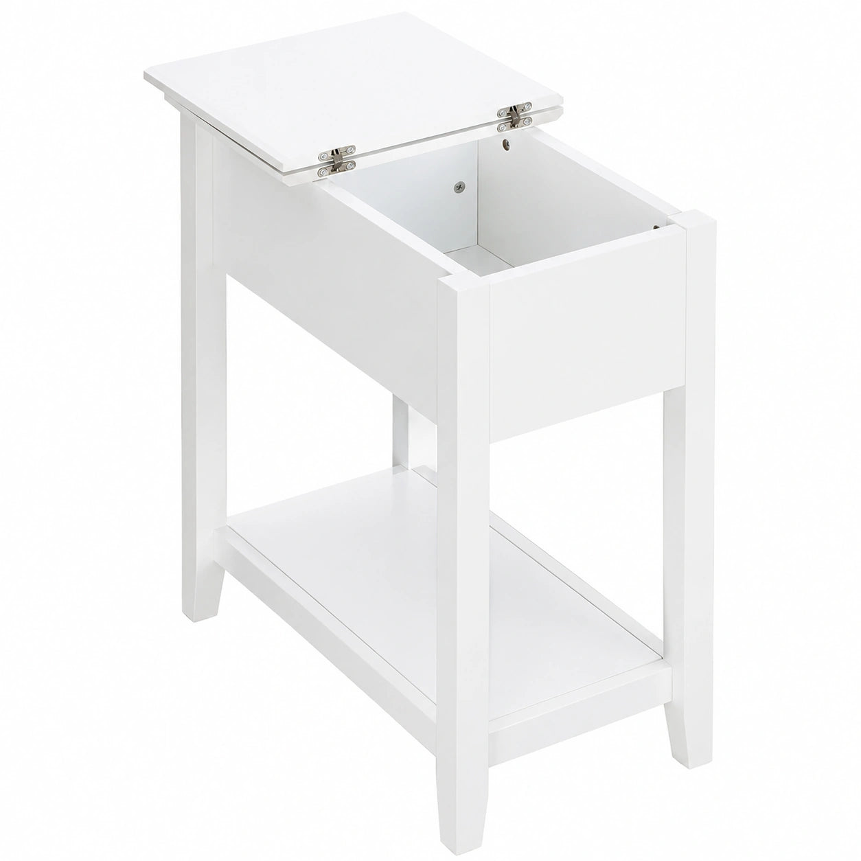 Mesa Auxiliar Blanca con Almacenamiento y Orificio para Cables, para Salón y Dormitorio