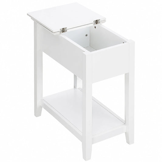 Mesa Auxiliar Blanca con Almacenamiento y Orificio para Cables, para Salón y Dormitorio