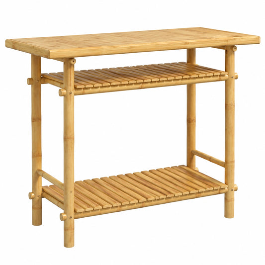 Mesa Auxiliar de Bambú, 90x37x75 cm, Diseño Elegante