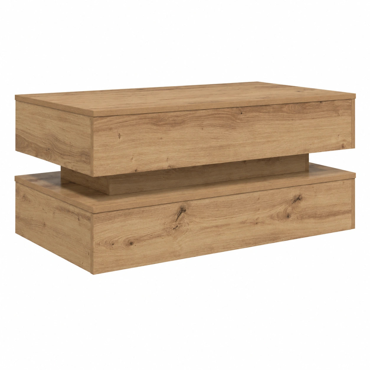 Mesa de Centro con LED, Roble Artisan, 90x50x40 cm, para Salón