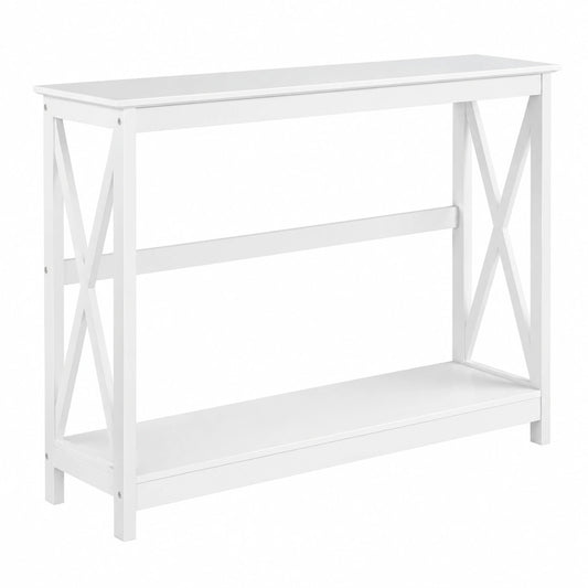 Mesa Consola Blanca para Pasillo o Salón con Diseño en X, 101.5x30x81cm