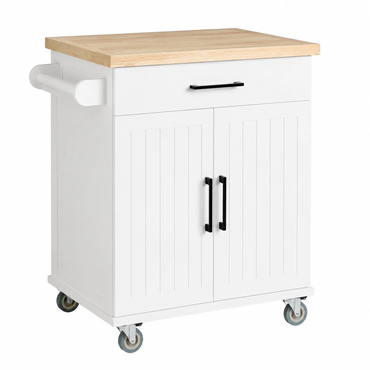 Carrito de Cocina con Ruedas y Encimera de Madera